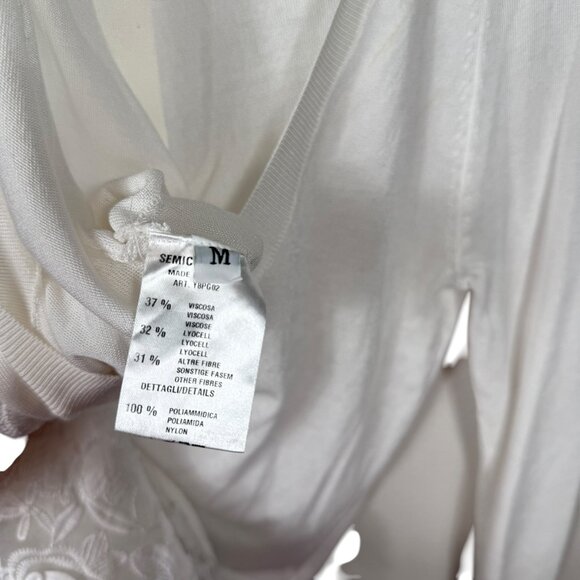 Semicouture Sweater Womens Medium White Embroidered Floral Mesh Lightweight - Picture 4 of 11